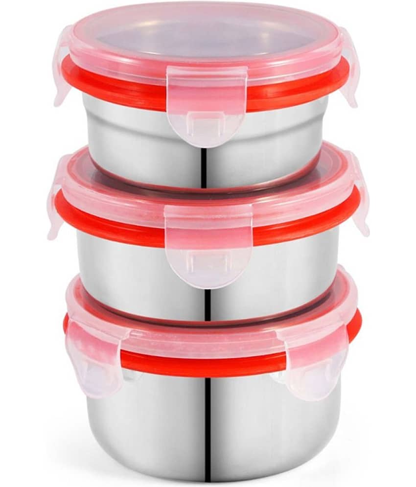 Kitcorner Lock N Steel Stainless Steel Lunch Box 3 - Container ( Pack of 3 )