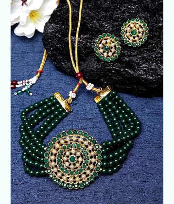 Sunhari Jewels - Green Alloy Necklace Set ( Pack of 1 )