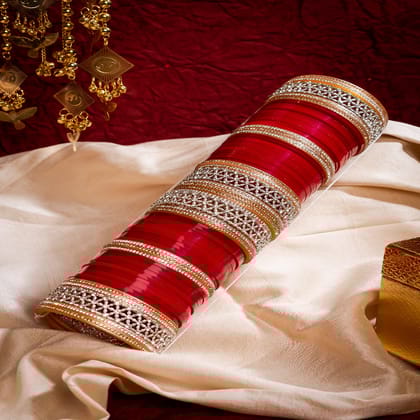 Vivinia By Vidhi Mehra Gold Plated Red Womens Pair of Chuda Set - VCH008