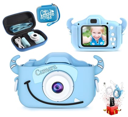 CADDLE & TOES Kids Camera with Camera Case for Kids Aged 4-12 Yrs,1080P HD Toddler Digital Video Camera,Children's for Boys/Girls,Perfect Christmas/Birthday Gifts (Cowteddy+Big Blue Case) CADDLE & TOES Kids Camera with Camera Case for Kids Aged 4-12 Yrs,