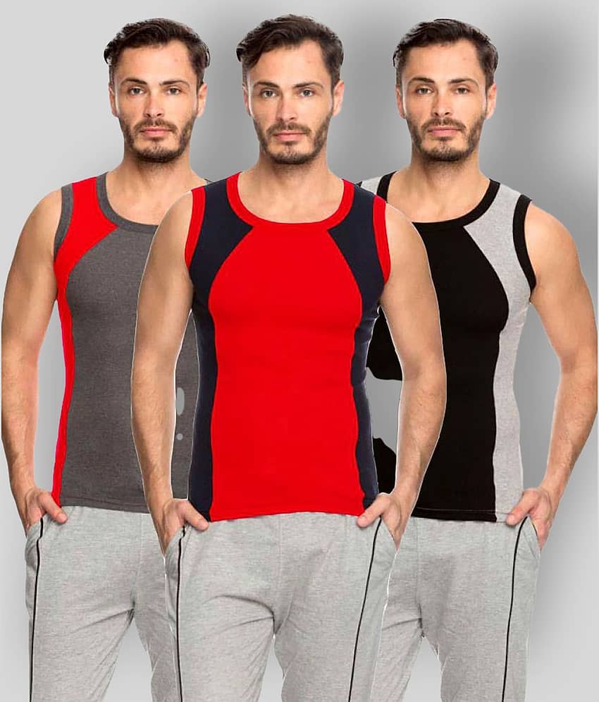 Genx - Multicolor Cotton Men's Vest ( Pack of 3 )