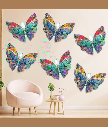 Zyozi Switch Board Stickers | Stickers Decorations for Wall | Butterfly Wall Sticker | Butterfly Theme Wall Stickers for Room Decorations (Pack of 6)
