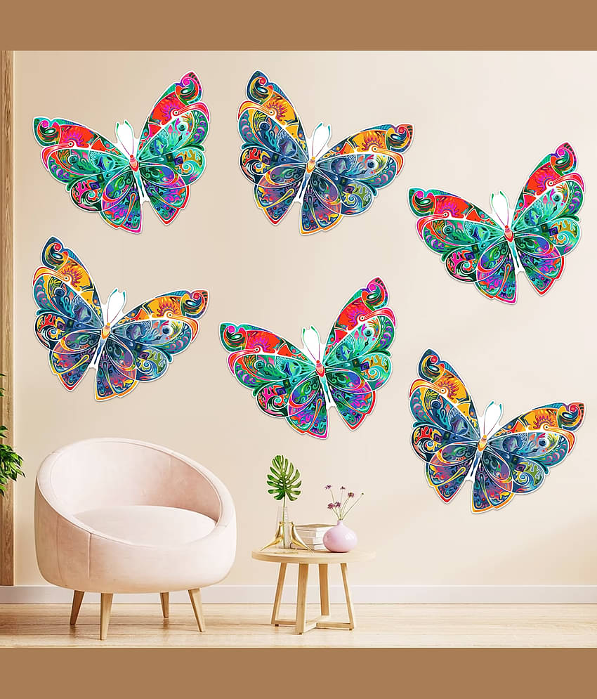 Zyozi Switch Board Stickers | Stickers Decorations for Wall | Butterfly Wall Sticker | Butterfly Theme Wall Stickers for Room Decorations (Pack of 6)
