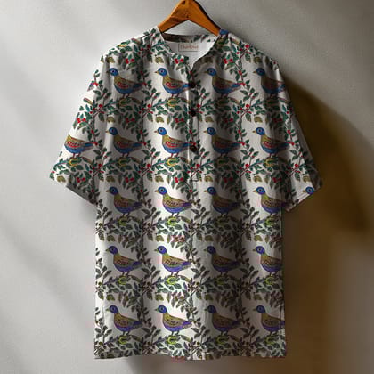 उड़ान Printed Kurta Shirt #71-XS / Half Sleeve