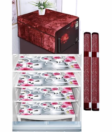 Sanraksshan PVC Floral Fridge Mat & Cover ( 40 30 ) Pack of 7 - Multicolor