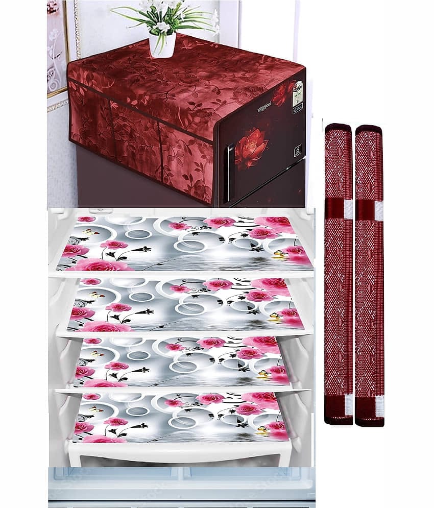 Sanraksshan PVC Floral Fridge Mat & Cover ( 40 30 ) Pack of 7 - Multicolor