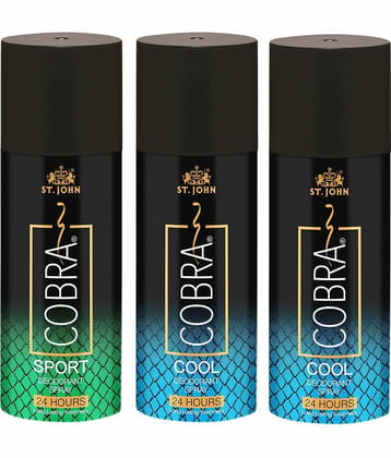 ST.JOHN Cobra Sport 150ml & Live 150ml*2 Deodorant Spray for Men (450ml) Pack of 3