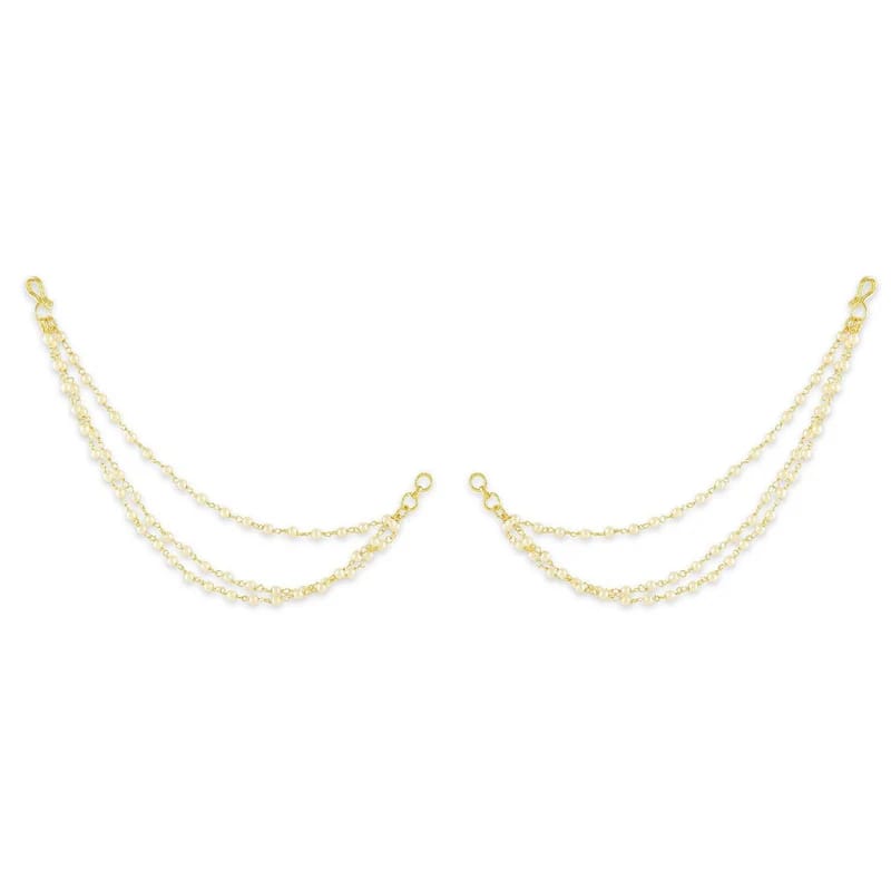 Gold-Plated Beaded Layered Ear Chains