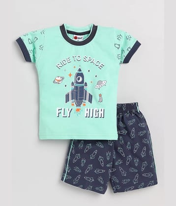 Mars Infiniti Pack of 1 Boys Cotton T-Shirt & Shorts Set ( Green )