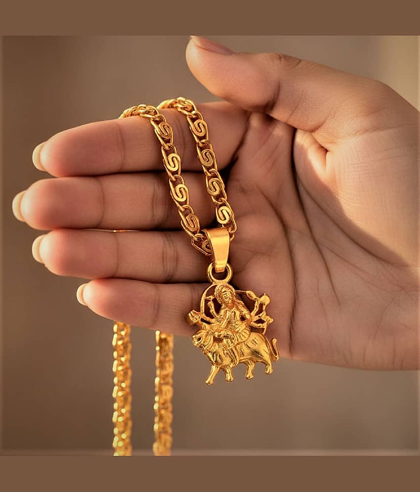 Charms Gold Religious Pendant With Chain ( Pack of 1 )