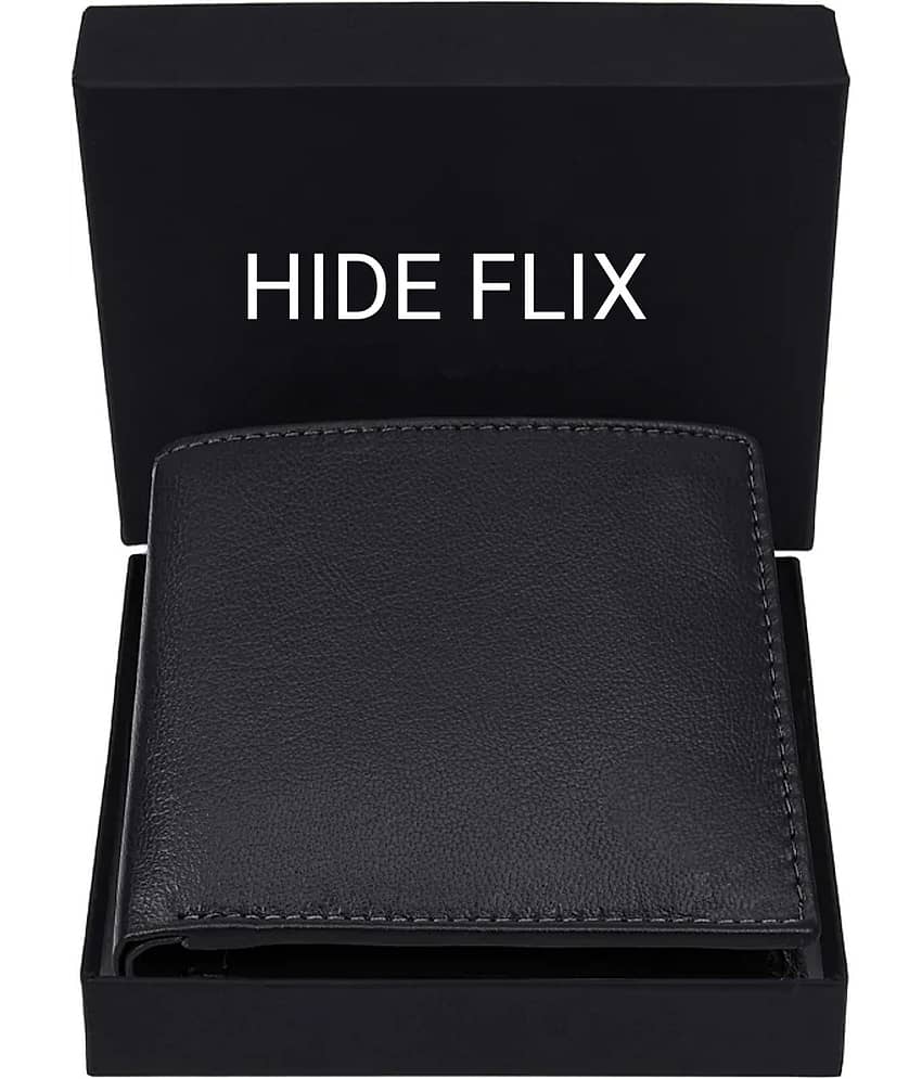 HIDEFLIX Black Leather Men's Regular Wallet ( Pack of 1 )