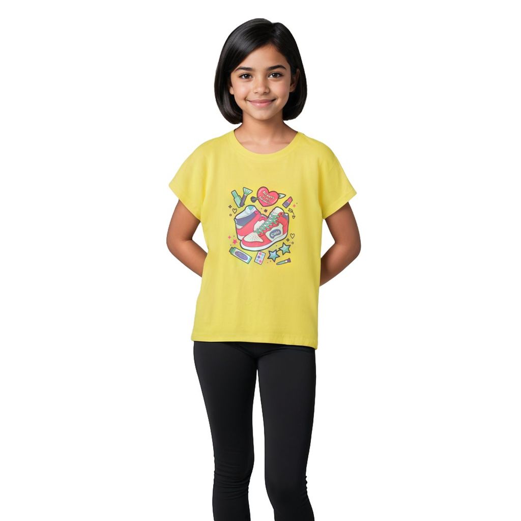 Premium Kids Girls T shirt Cotton Blazing Yellow Beauty Queen 2025 at ShopCircuit | ONDC