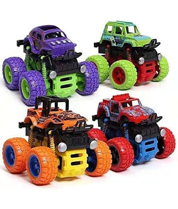 THRIFTKART - Mini TOY Truck (Pack of 2 Car) Friction Powered Cars Toys, 360 Degree Stunt 4wd THRIFTKART    Cars Push go Truck for Toddlers Kids Gift  (Multi-Color)