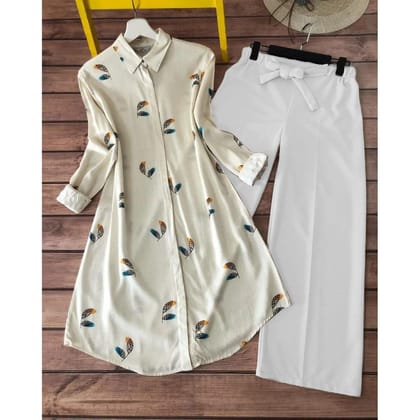 Women's White Kurti with Palazzo Set, Ideal for a Sophisticated Outfit by GlamaStitch-M