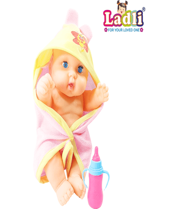 Ladli® Soft Body Doll Hooded Bath Towels for Newborn Baby Toys,Towel Baby Toy,Kids Toys,Movable Kids Toys,Baby Toy,Girls & Boys Toys,Child Toys