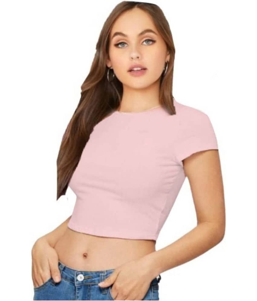 Dream Beauty Fashion Women's Cotton Blend Crop Top ( Pink )