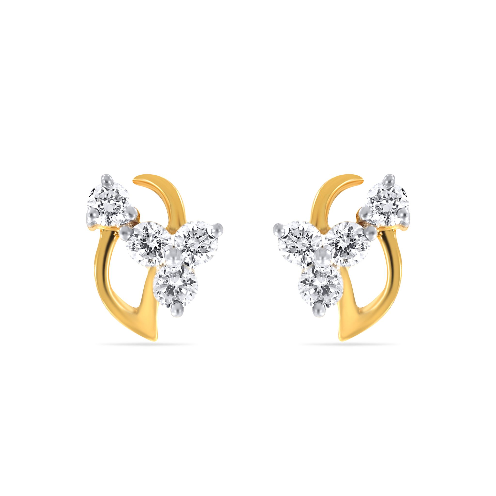 Senco Gold Tetrad Glow Diamond Studs (1.1 gram / 0.17 Ct / GH-VS / 14K Yellow Gold)