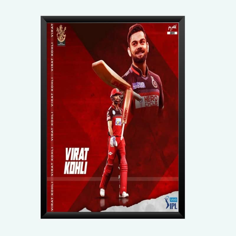 Nokkes Cricket IPL Virat kholi RCB Royal Challangers Team Photo Frame 8X12 Inch Size Photo Frame Photo Home Office_msd6