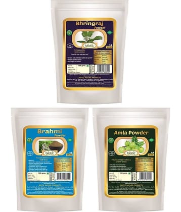 Biotic Natural Bringraj, Brahmi and Amla Powder - 300 gms (100 gms Each)