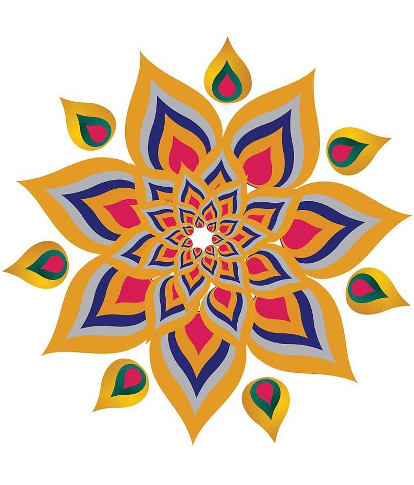 Decor Villa Rangoli Floor Sticker Festive Sticker ( 40 x 40 cms )