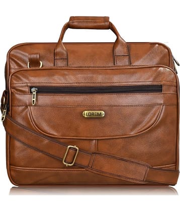 Lorem Tan Faux Leather Office Bag