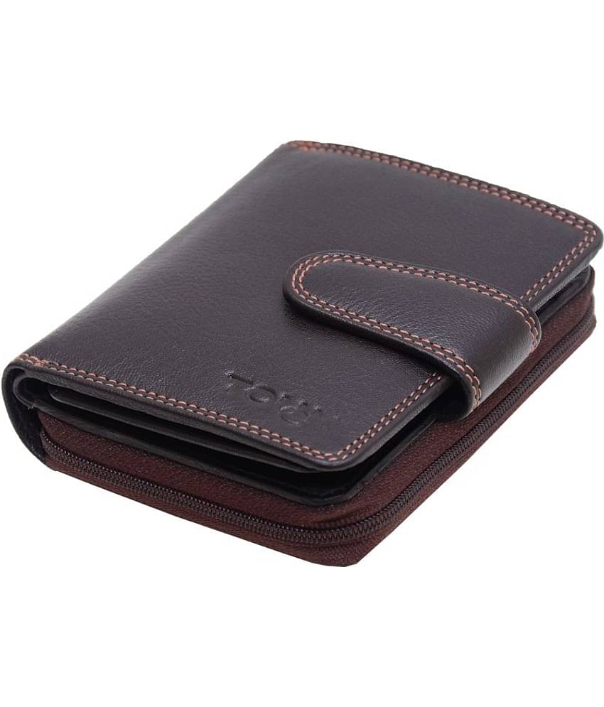 Tough Leather Brown Women's Bi Fold Wallet ( Pack of 1 )