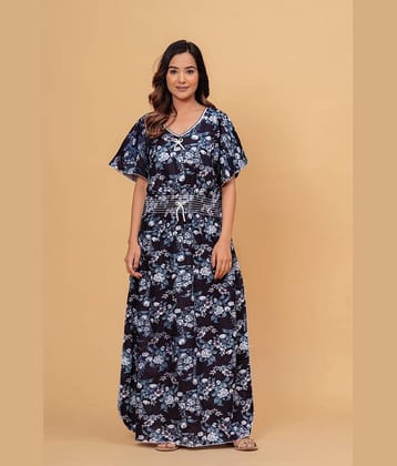 hargun night wear Blue Cotton Women's Nightwear Nighty & Night Gowns ( Pack of 1 )