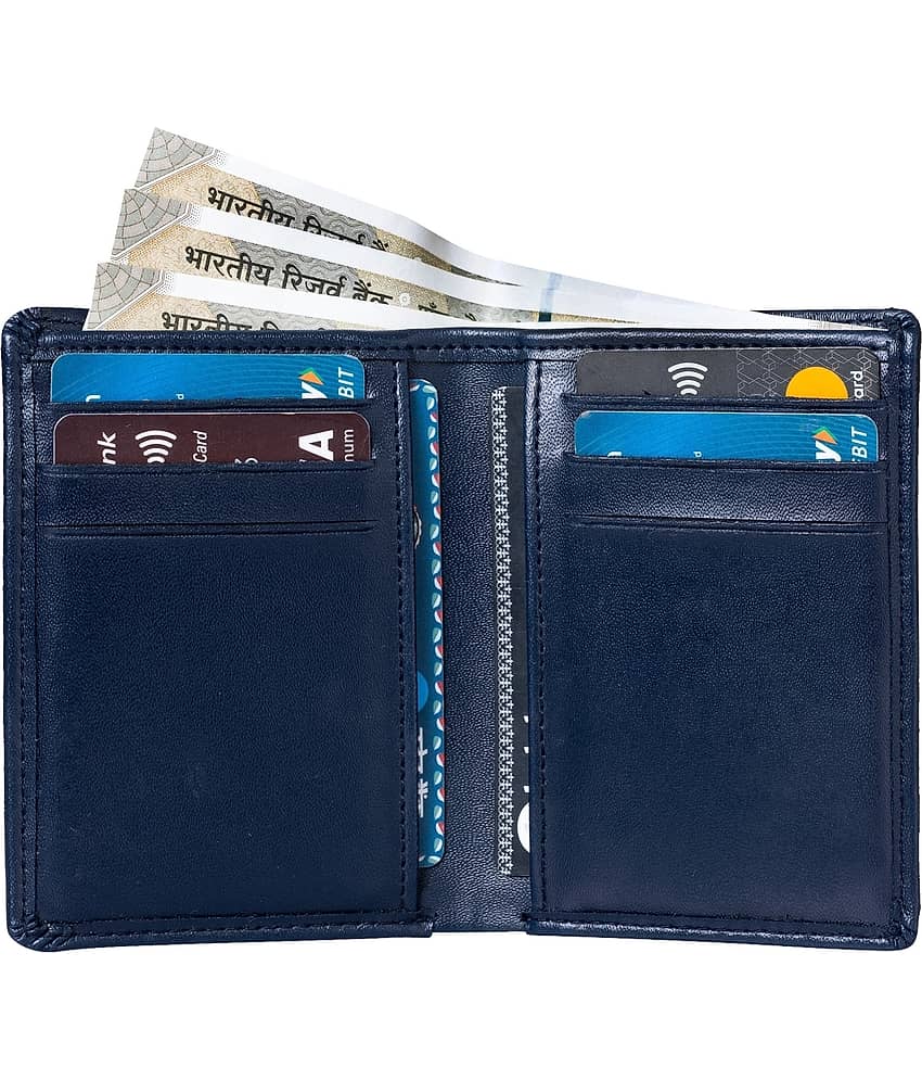 HIDEFLIX PU Solid Men's Regular Wallet With 6 Slots For Card ( Blue , Pack of 1 )