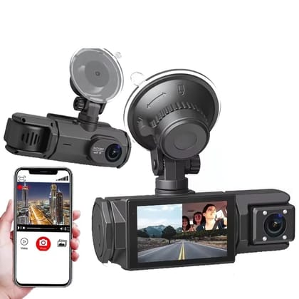 Maizic Triplex 4K 3-Channel Dash Cam – Front, Rear & Cabin, Wi-Fi, G-Sensor, IR Night Vision, 24H Parking Monitor