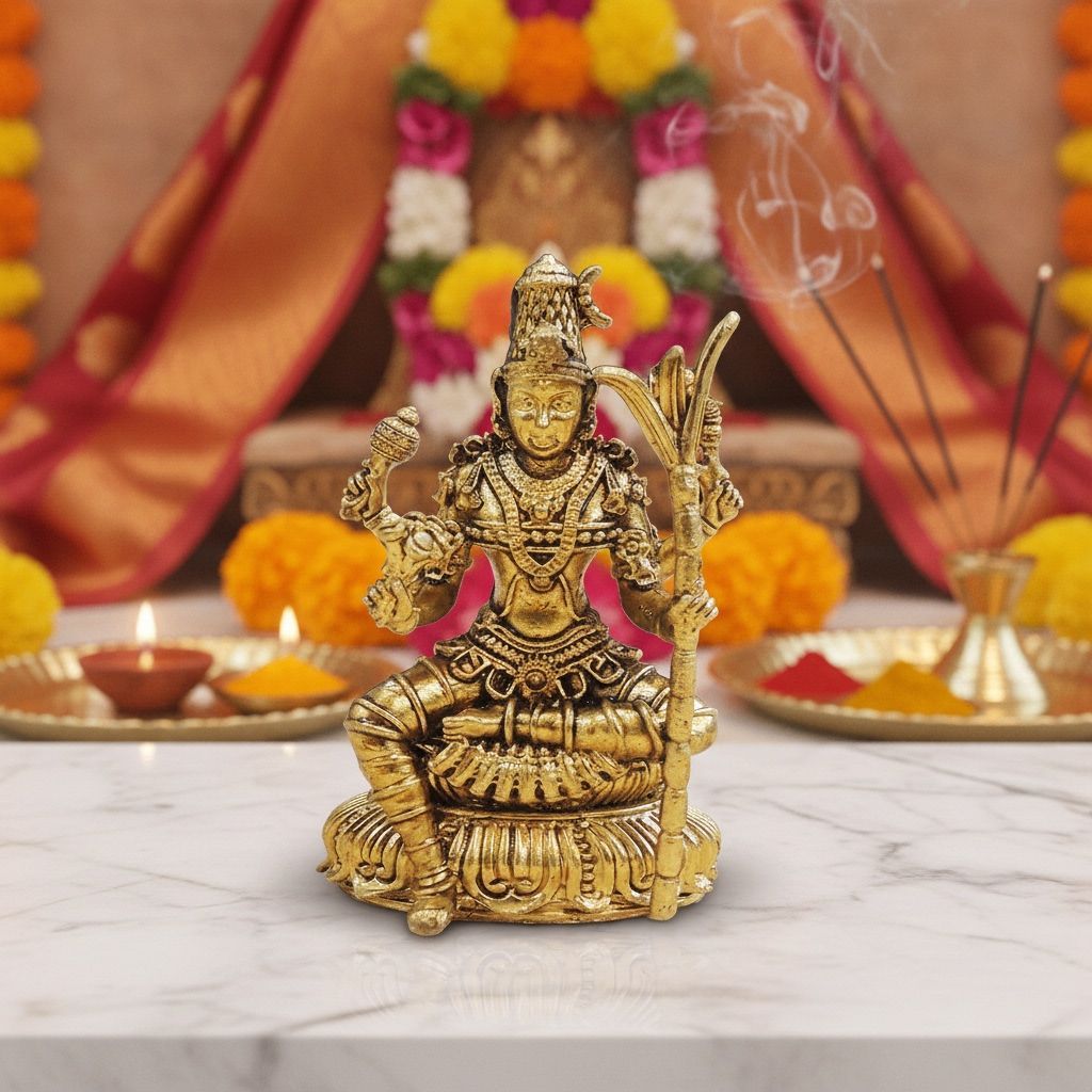 Brass Kamakshi Devi Idol Statue, Height : 2.5 Inch (BSMAS1929 H) - Pooja Needs | Buy online on ZillyBuy