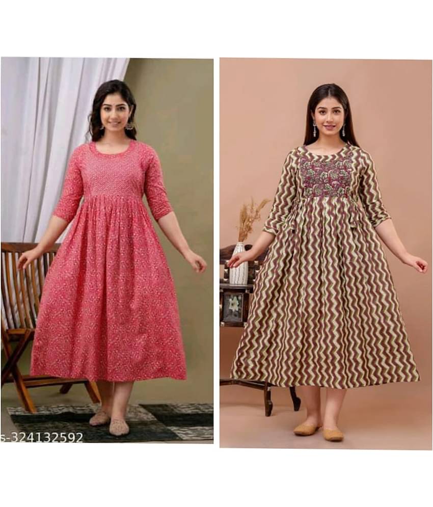 Nevisha Style Multi Color Cotton Maternity Kurta Pack of 2