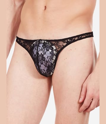 La Intimo Pack of 1 Nylon Thongs For Men's ( Black )