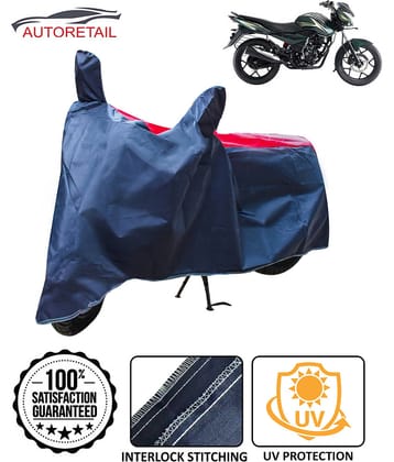 Autoretail Dust Proof Two Wheeler Polyster Cover With (Mirror Pocket) for Bajaj Discover 125 DTS-i with Buckle Lock (Red & Blue)