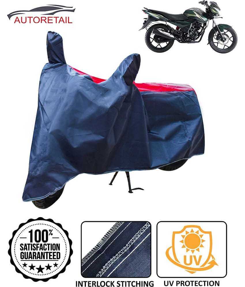 Autoretail Dust Proof Two Wheeler Polyster Cover With (Mirror Pocket) for Bajaj Discover 125 DTS-i with Buckle Lock (Red & Blue)