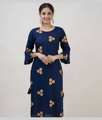 MAUKA - Blue Rayon Women's Straight Kurti ( Pack of 1 )