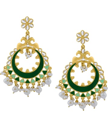 Spargz Meenakari Alloy Gold Plated Kundan & Pearl Chandbali Earring For Women TER_271