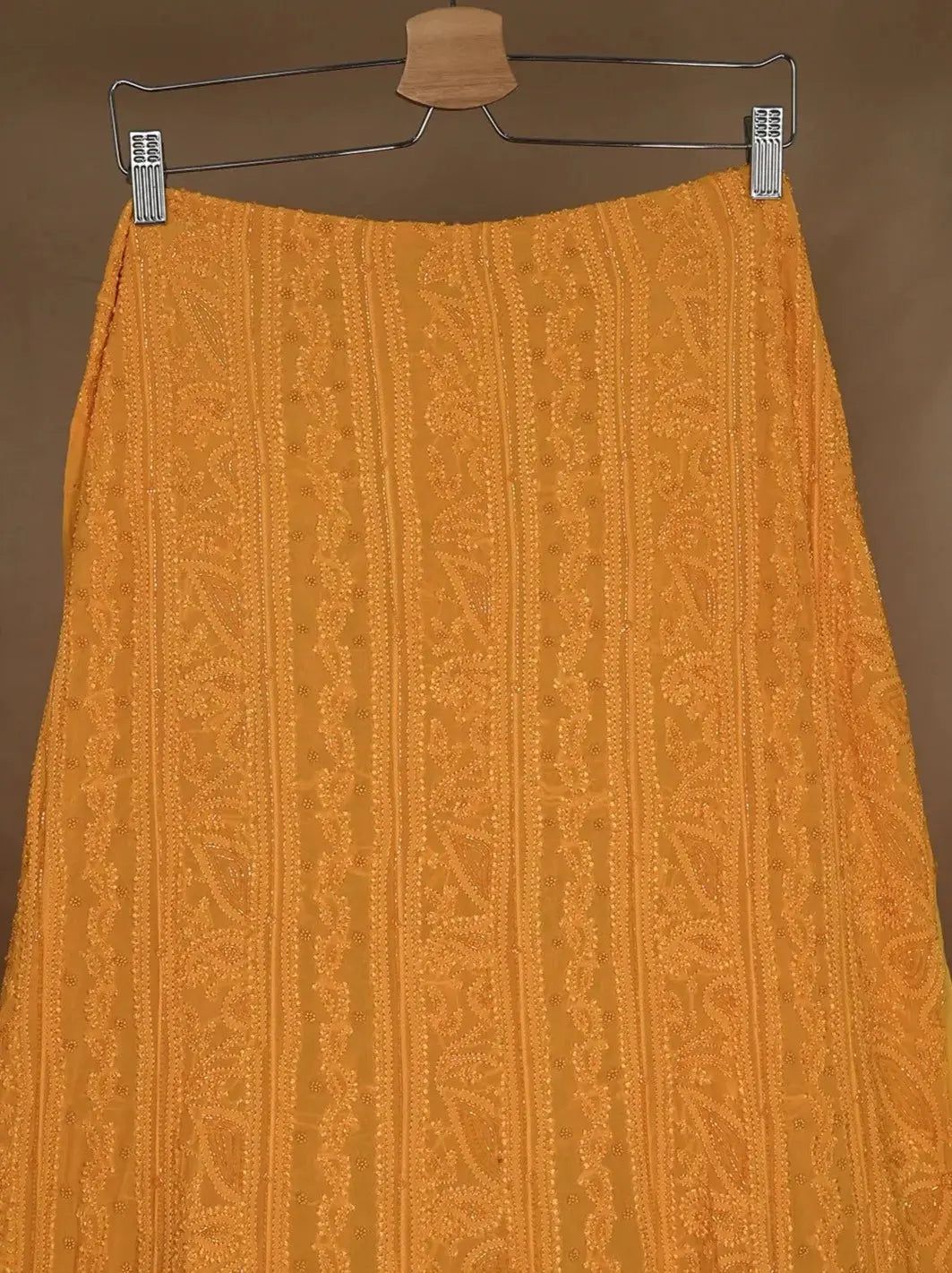 Viscose Anarkali - Semi Stitched - Pearl Work - Canary Yellow-Canary Yellow / Viscose / Pearl Work