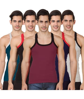 HAP Pack of 5 Cotton Sleeveless vest For Men ( Multi )