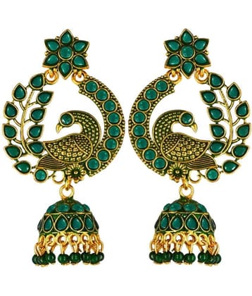 FASHION FRILL - Green Drop Earrings ( Pack of 1 )