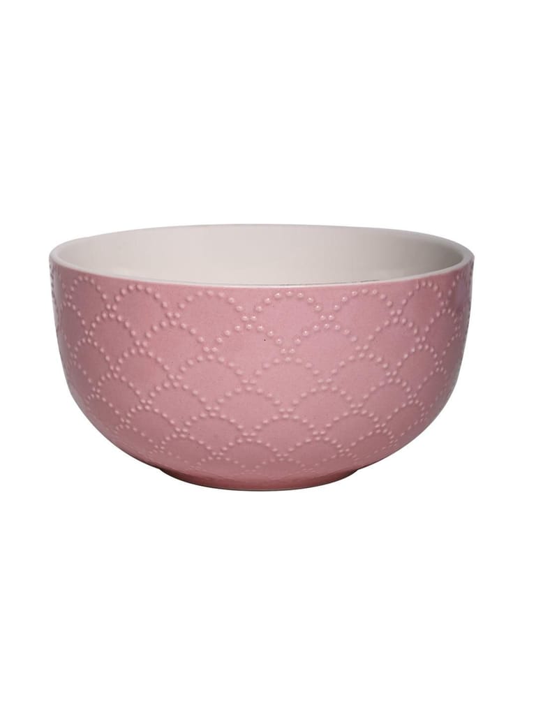 Pink Ceramic Bowl - 580Ml, Fish Scale