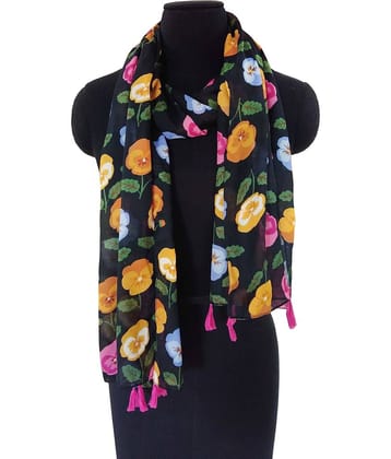 JVNINE Black Polyester Women's Stole ( Pack of 1 )