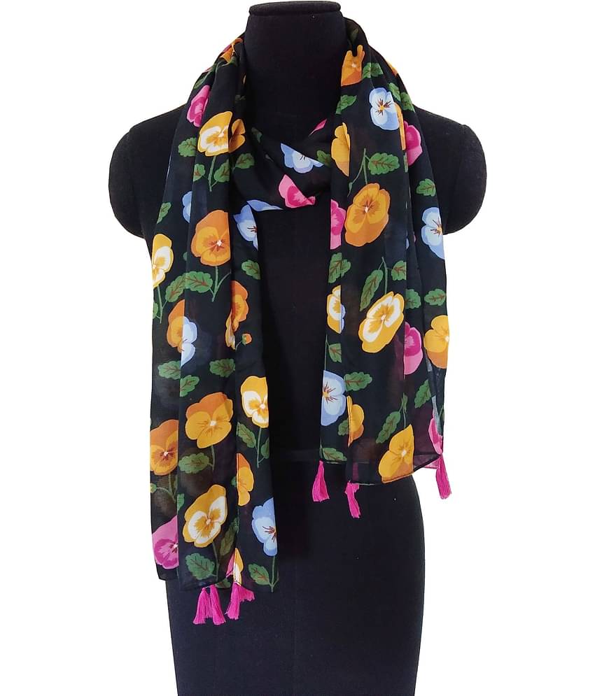 JVNINE Black Polyester Women's Stole ( Pack of 1 )