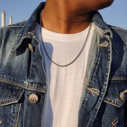 Minimalist Gold & Silver Round Chain for Men-Silver / 22