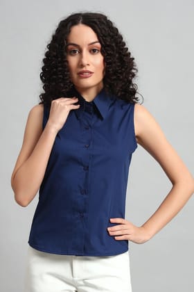 Slim-Fit Shirt, Navy Blue-XS