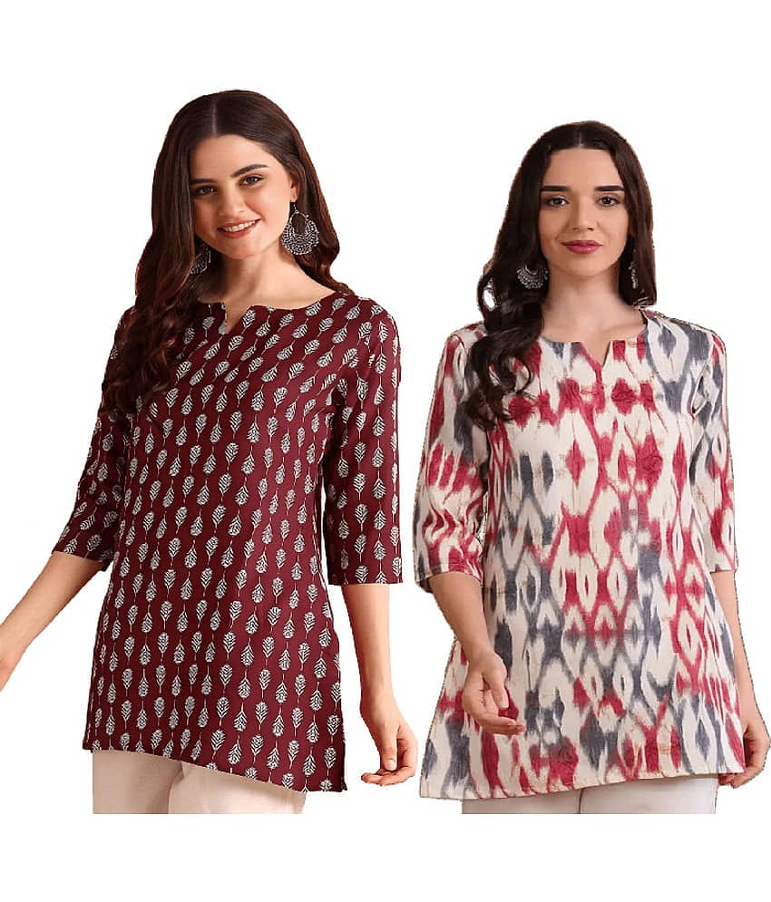 AK FASHION MALL Women Cotton Blend Printed A-line Kurti ( Blue )