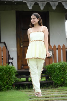 White Ric Rac Coord Set-S