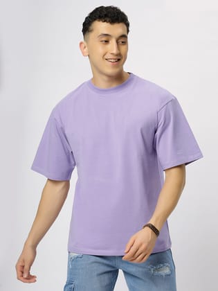 Lavender Supima Oversize Round Neck T-shirt-S