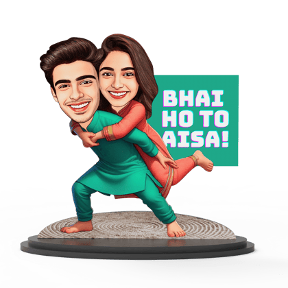 Avatar Studio Personalized Gift for Brother, Sister, Friends Character Caricature Photo Frame Unique Design Customized Gift for Bhai Dooj & Rakshabandhan (BRO SIS - 4)