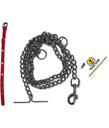 Tame Love Premium quality imported stone stud fancy Collar leash for giant dogs (1.25 inches) available in Pink color and Brass Hook Stainless Steel Leash for dog (152 cm)