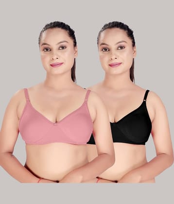 HAYA Pack of 2 Cotton Non Padded Women's Push Up Bra ( Multicolor )
